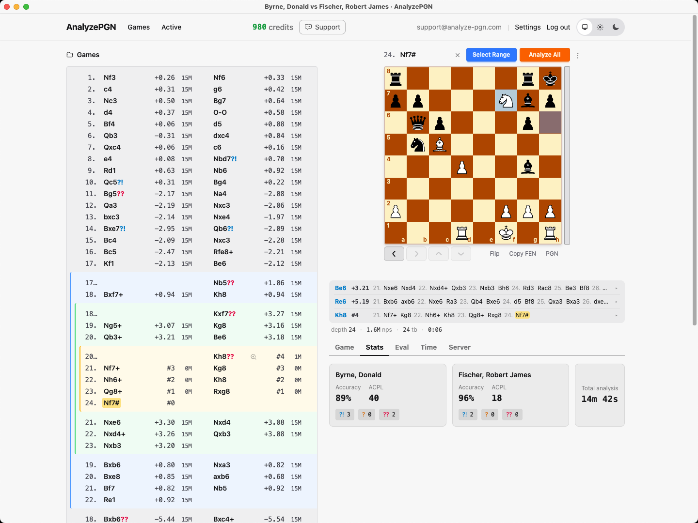 Move list with variations nested three deep, each depth in its own color